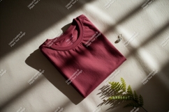 Maroon t shirt with jewelry and fern mockup Product Image 1
