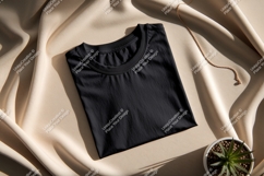 Black t shirt draped fabric gold necklace image Product Image 1