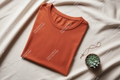 Orange t shirt draped on fabric with succulent image Product Image 1