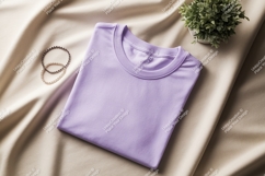 Lavender shirt with bracelets and plant mockup t-shirt Product Image 1