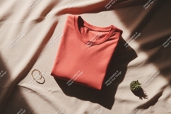 Coral t shirt mockup with plant image Product Image 1