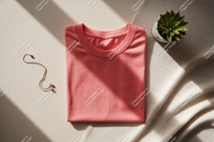 Coral tee necklace plant shirt folded Product Image 1