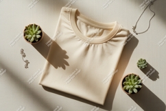 Cream t shirt succulent necklace mockup plant Product Image 1