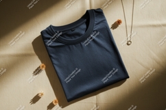 Dark blue t shirt with necklace and flowers image Product Image 1
