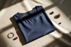 Dark blue t shirt with dried flowers image Product Image 1