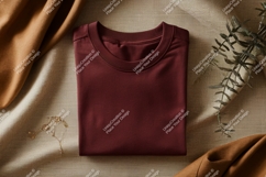 Maroon t shirt draped fabrics foliage image Product Image 1