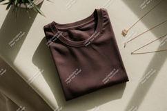 Folded brown shirt with gold necklaces image Product Image 1