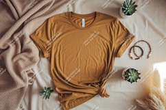 Mustard yellow t shirt mockup with plants image Product Image 1