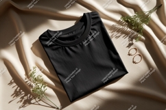 Black t shirt jewelry green sprigs mockup Product Image 1