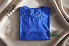 Blue T Shirt Mockup With Jewelry tshirt silver Product Image 1