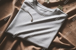Gray T Shirt With Silver Necklace TShirt Jewelry Product Image 1