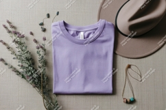 Lavender shirt hat necklace flowers mockup t-shirt Product Image 1