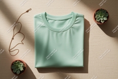 Mint green t shirt succulent necklace image Product Image 1