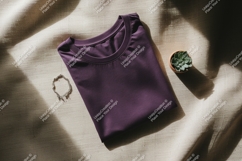 Folded plum t shirt with succulent and bracelet Product Image 1