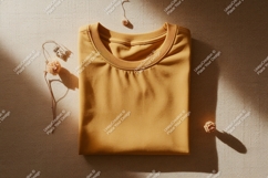 Mustard yellow t shirt mockup dried flowers image Product Image 1