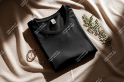 Black TShirt Mockup With Fern And Bracelet Product Image 1