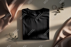 Black t shirt draped fabric jewelry mockup Product Image 1