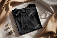 Black t shirt draped fabric jewelry image Product Image 1