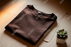Folded brown t shirt necklace succulent mockup clothing Product Image 1