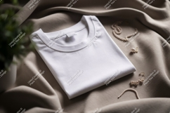 White t shirt pearl jewelry fabric image Product Image 1