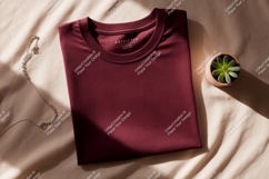 Maroon t shirt necklace plant mockup image Product Image 1