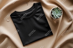 Black shirt with gold necklace and leaves t-shirt clothing Product Image 1