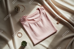 Pink t shirt jewelry plants mockup Product Image 1