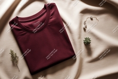 Maroon t shirt jewelry plant mockup clothing Product Image 1