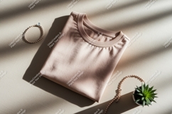 Soft pink t shirt pearl bracelet succulent image Product Image 1