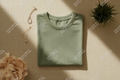 Green t shirt with jewelry and plant necklace Product Image 1