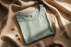 Sage green t shirt with jewelry mockup Product Image 1