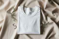 White folded shirt with greenery and jewelry clothing Product Image 1