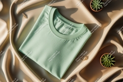 Mint green t shirt draped on silk image Product Image 1