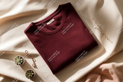Maroon t shirt with succulents and jewelry clothing Product Image 1