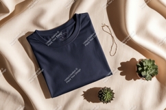 Navy blue t shirt gold necklace succulents image Product Image 1