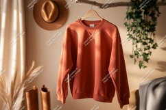 Orange sweatshirt hanging on branch clothing Product Image 1