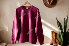 Magenta raglan sweatshirt hanging garment apparel Product Image 1
