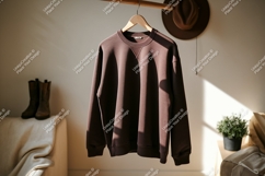 Brown sweatshirt hanging indoors garment Product Image 1
