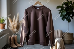 Brown raglan sweatshirt mockup clothing Product Image 1