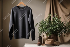 Dark gray sweatshirt hanging mockup clothing Product Image 1
