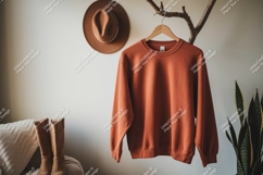 Terracotta sweatshirt hanging on branch garment clothing Product Image 1