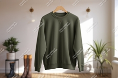 Olive green raglan sweatshirt hanging clothing Product Image 1
