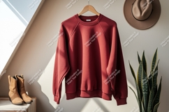 Maroon raglan sweatshirt hanging clothing Product Image 1