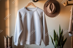 Light gray sweatshirt hanging clothing apparel Product Image 1