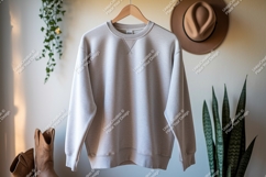 Light gray crewneck sweatshirt hanging mockup clothing Product Image 1