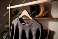 Dark gray sweatshirt on wooden hanger clothing Product Image 1