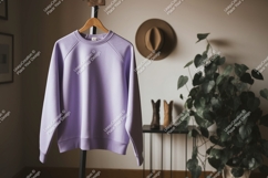 Lavender sweatshirt hanging indoors clothing apparel Product Image 1
