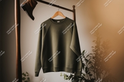 Olive green sweatshirt hanging raglan sleeve Product Image 1