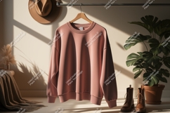 Dusty rose sweatshirt hanging clothing mockup Product Image 1