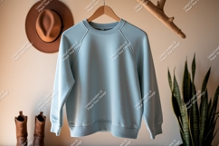 Light blue raglan sweatshirt hanging image Product Image 1